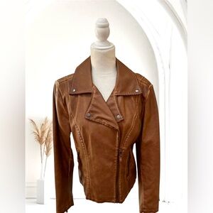 Max Studio Washed Faux Leather Jacket